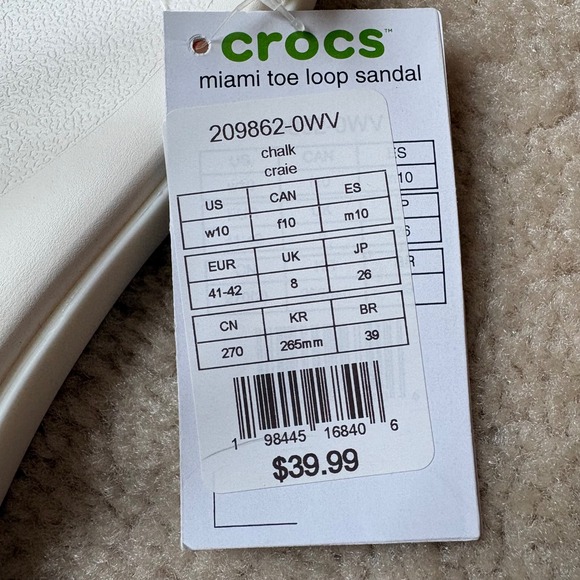 Crocs Women White Flip Flop Sandals Size 10 NWT - Picture 10 of 10